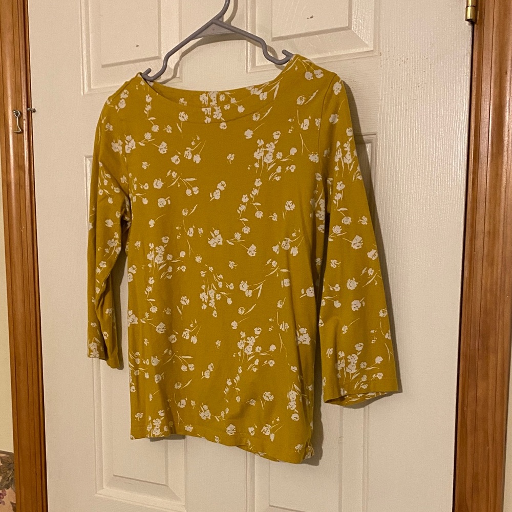 St. John's Bay Mustard Floral Long Sleeve Tee